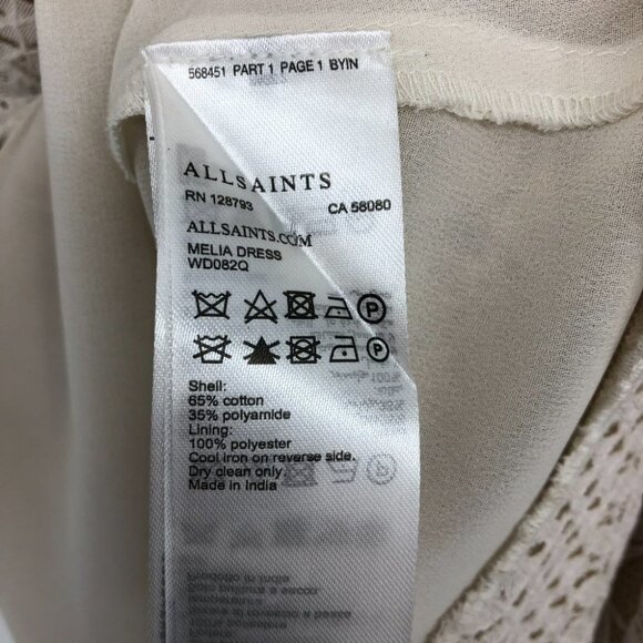 NWT Allsaints Melia Lace sleeveless mini Dress Size 6 in Oyster White - Picture 13 of 16